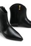 Women's Faux Leather Pointed Toe Short Heeled Cowboy Zippered Casual and Office Boots Black - 5