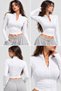 Slim Fit Zippered Long Sleeve White Blouse - 3