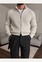 Men's Thick Ribbed Knitwear Zippered Stand Collar Cardigan