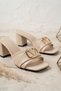 Women's Bonita Beige Skin Heeled Slippers - 5