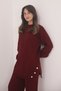 Women's Knitwear Fabric Button Detailed 2-Piece Knitwear Set 8576 Claret Red - 3