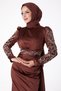 Stone Embellished Princess Evening Dress Brown - 26253-Brown - 3