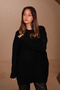 Women's Crew Neck Loose Cut Basic Soft Knitwear Tunic 8560 Black - 2