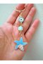 Light Blue Starfish Metal Keychain, Lucky Keychain, Metal Evil Eye Keychain Bag Accessory - 3