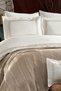 8 Piece Knitwear Blanket and Embroidered Aydos Double Cotton Beige Duvet Cover Set - 2