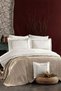 8 Piece Knitwear Blanket and Embroidered Aydos Double Cotton Beige Duvet Cover Set