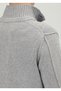 Light Gray Half Turtleneck Plain Knit Cashmere Blend Sweater - 3