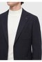 Navy Blue Plain Shirt Shoulder Slim Fit Wool Blend Knitted Jacket - 2