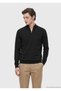 Black Bato Collar Plain Knitted Wool Blended Sweater - 5
