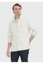 Beige Plain Casual Fit Long Woven Cotton Blend Overshirt