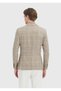 Beige Checkered Shirt Shoulder Slim Fit Wool Blend Jacket - 5