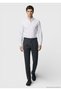 Anthracite Striped Woven Slim Fit Casual Wool Blend Trousers - 3