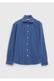 Light Indigo Straight Casual Fit Long Woven Casual 100% Cotton Shirt - 6