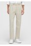 Ecru Plain Weave Relaxed Fit Casual Cotton Blend Trousers - 2