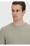 Stone Crew Neck Plain Knit Wool Blend Sweater - 4