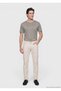 Stone Woven Slim Fit Casual Cotton Blend Trousers