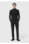 Navy Blue Half Turtleneck Plain Knit Wool Blended Sweater - 3