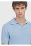 Light Blue Polo Collar Striped Silk Blend Knitwear - 4