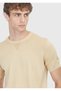 Yellow Crew Neck Plain Knit 100% Cotton Knitwear - 3