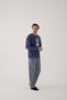 Men's Cotton Long Sleeve Top Astronaut Printed Lower Stripe Pajamas Set - 4