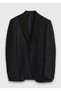 Black Plain Modern Fit Double Breasted Collar Woven Tuxedo Suit - 5