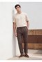 Beige Plain Cotton Blend T-Shirt - 2