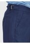 Navy Blue Plain Woven Carrot Fit Casual 100% Linen Bermuda - 3