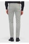 Light Green Plain Slim Fit Denim Cotton Blend Trousers - 4