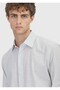 Gray Striped Regular Fit Long Woven Casual 100% Cotton Shirt - 4