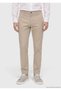 Beige Plain Woven Jogging Fit Casual Trousers - 4