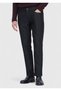 Black Straight Slim Fit Denim Cotton Blended Trousers - 2
