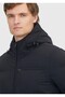 Black Regular Fit Hooded Woven Coat - 4