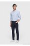 Navy Blue Woven Slim Fit Casual Cotton Blend Trousers - 3