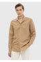 Camel Hair Straight Regular Fit Long Woven Casual Linen Blend Shirt