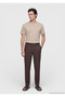 Brown Plain Woven Jogging Fit Casual 100% Linen Trousers - 3