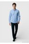 Blue Plain Regular Fit Long Woven Casual 100% Cotton Shirt - 2