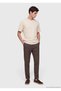 Beige Plain Cotton Blend T-Shirt - 6
