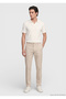 Beige Plain Woven Jogging Fit Casual Cotton Blend Pants - 3