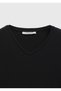 Cotton Blended Black T-Shirt - Plain V-Neck - 7