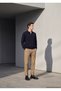 Navy Blue Polo Neck Plain Knit Wool Blended Sweater - 2