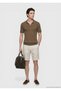 Khaki Polo Collar Striped Silk Blend Knitwear - 3