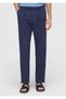 Navy Blue Plain Weave Relaxed Fit Casual Cotton Blend Trousers - 2