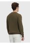 Khaki Crew Neck Plain Knit Sweater - 5
