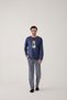 Men's Cotton Long Sleeve Top Astronaut Printed Lower Stripe Pajamas Set - 3