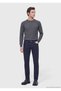 Navy Blue Woven Slim Fit Casual Cotton Blend Trousers - 3