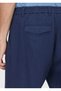 Navy Blue Plain Woven Jogging Fit Casual 100% Linen Trousers - 4