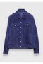 Blue Plain Regular Fit Leather Jacket - 5