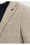 Beige Checkered Shirt Shoulder Slim Fit Wool Blend Jacket - 3