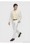 Beige Patterned Shirt Shoulder Slim Fit Cotton Blend Jacket - 2