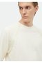 Ecru Crew Neck Plain Sweatshirt - 3